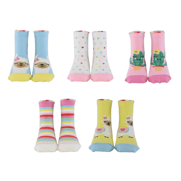 Super Cute Llama Socks - 5 Pairs 2-4 Years