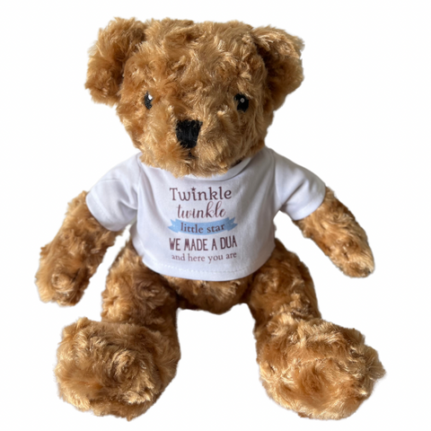 Teddy Bear With Tshirt. Twinkle Twinkle Little Star, We Made A Dua And Here You Are.